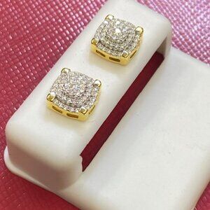 1Ct Round Cut Real Moissanite Men's Cluster Stud Earrings screw back /a2